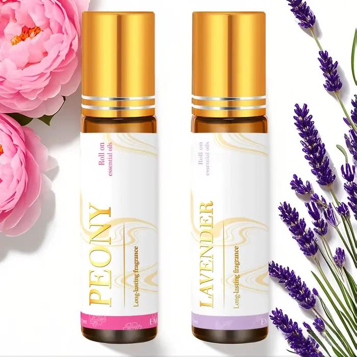 2PC/1PC Huile essentielle de lavande et de pivoine en roll-on 10ml