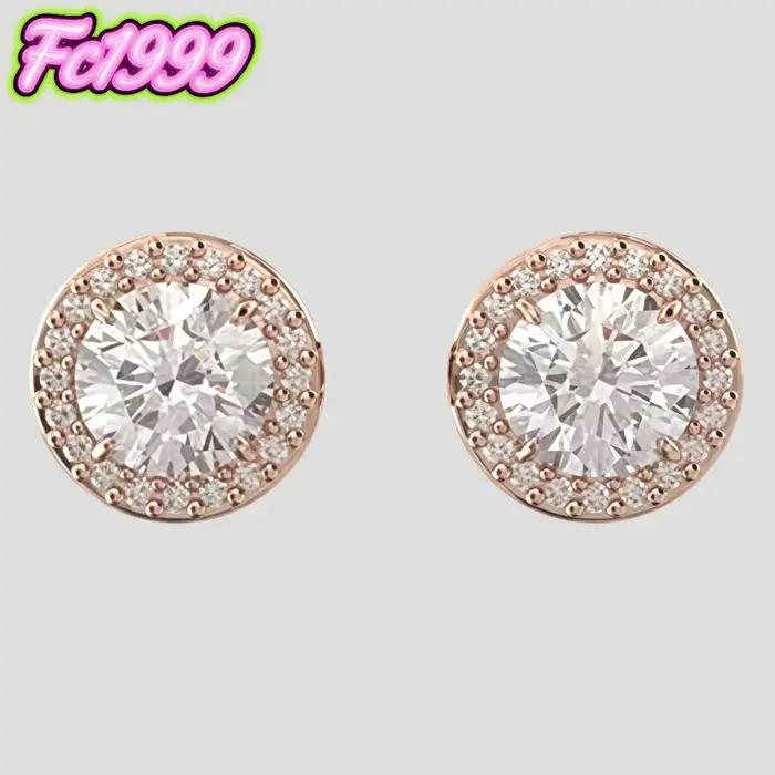 Ensemble de bijoux rond en or rose S925, boucles d'oreilles, bracelet, collier uniques, pour tous les jours, les fêtes et les banquets.