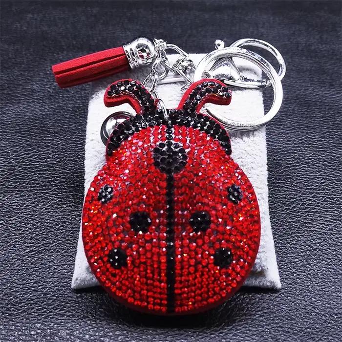 Coccinelle gland cristal porte-clés sac breloque pour femmes/hommes coccinelle porte-clés accessoires bijoux llaveros para mujer lujo K2871S01