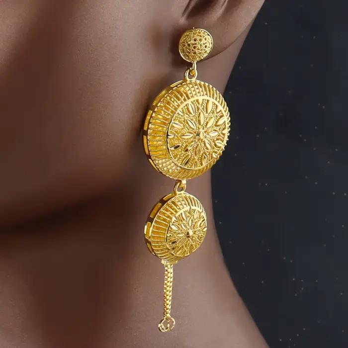 Ensemble de bijoux de luxe pour femmes, dubaï, à la mode, boucles d'oreilles, collier, cadeau pour mariage, indien, arabe, plaqué or, pour fête