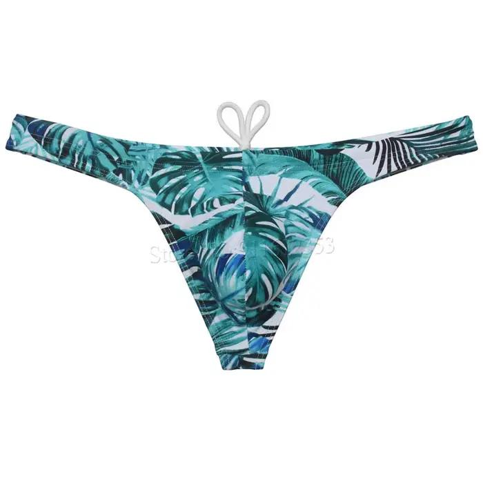 Maillot de bain string sexy pour homme, mini T-back, avec cordon de serrage interne, séchage rapide, taille basse, style bikini