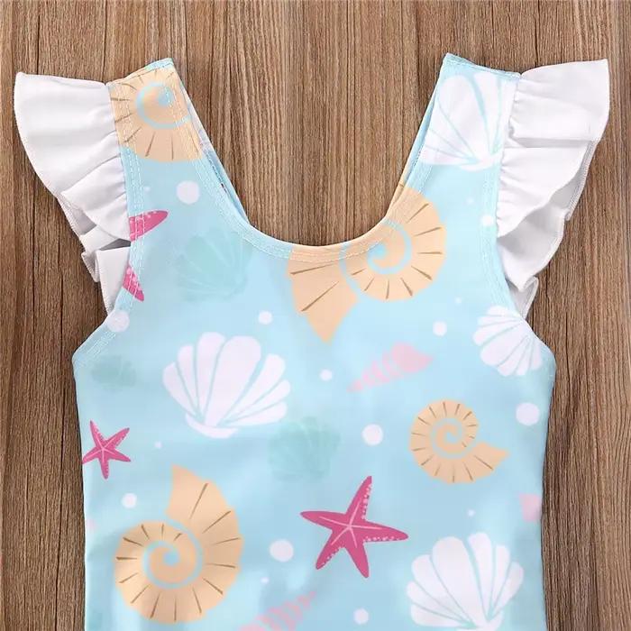 0-36 mois nouveau-né bébé enfant filles maillot de bain nœud volants coquille étoile de mer maillot de bain imprimé pour filles été bébé fille maillot de bain