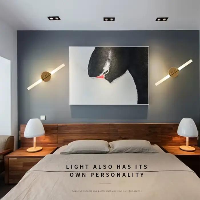 Appliques murales intérieur reloj de pared Applique Murale Moderne à LED, Longue Bande Nordique, pour Chambre à Coucher, HOMirror, Décor de Salon, Couloir, Arrière-Plan Or/Noir appliques murales intér