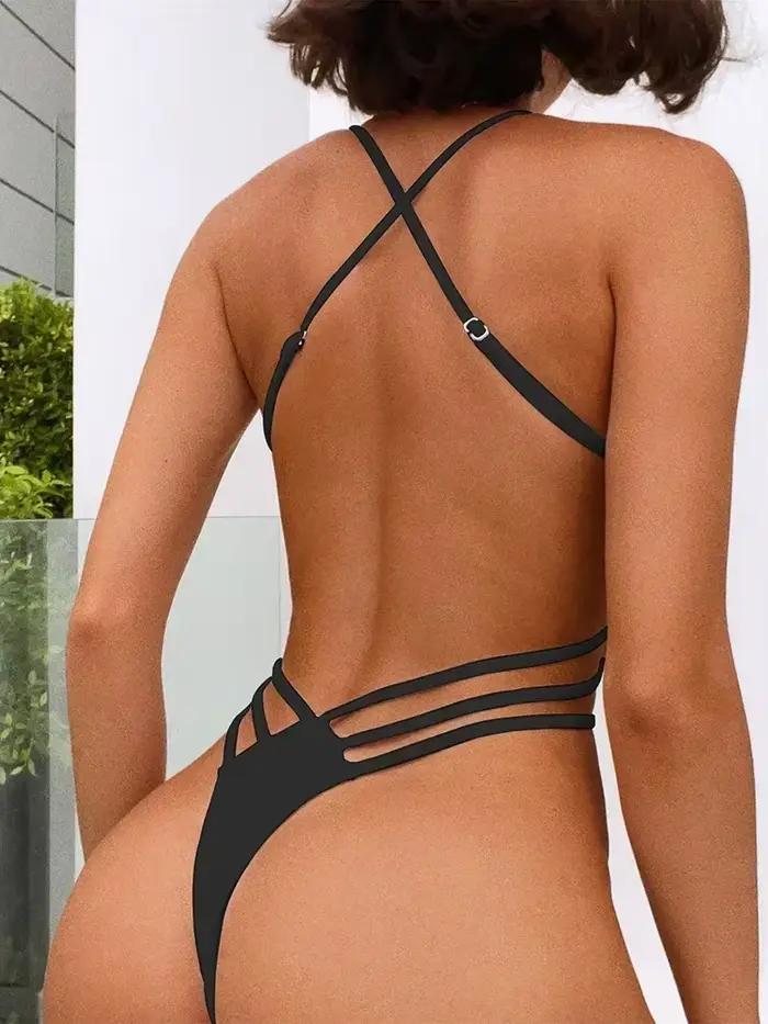 Maillot de bain une pièce pour femmes, mini, string, extrême, croisé, dos nu, monokini, coupe haute, pour dames