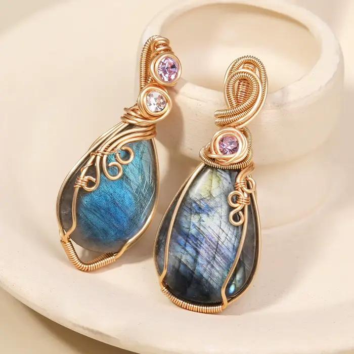 Pendentif en pierre précieuse arc-en-ciel Labradorite