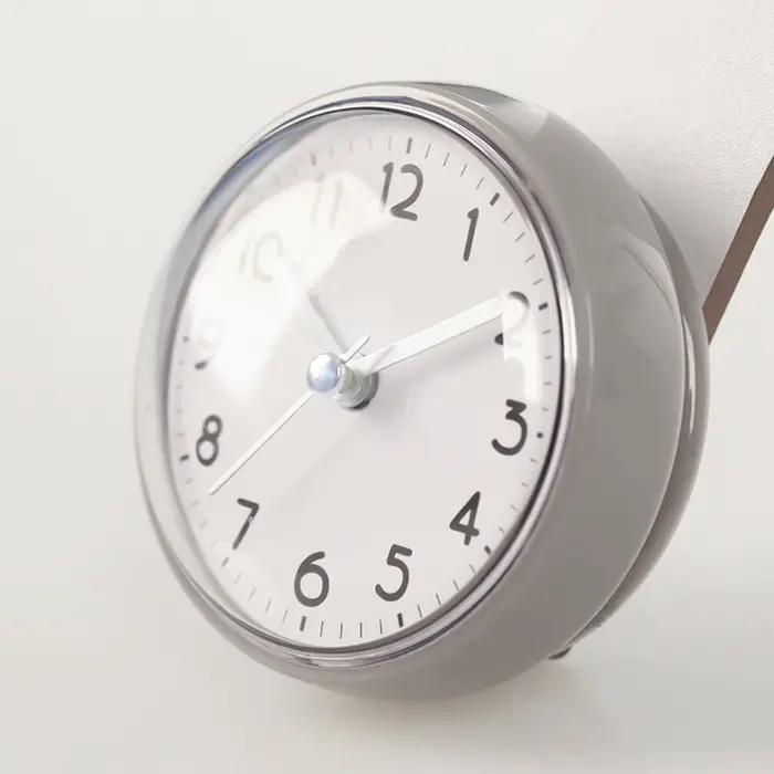 Horloge de salle de bain étanche avec ventouse, 3 pouces, facile à lire, horloge miroir pour douche, cuisine, salon, bureau, réfrigérateur