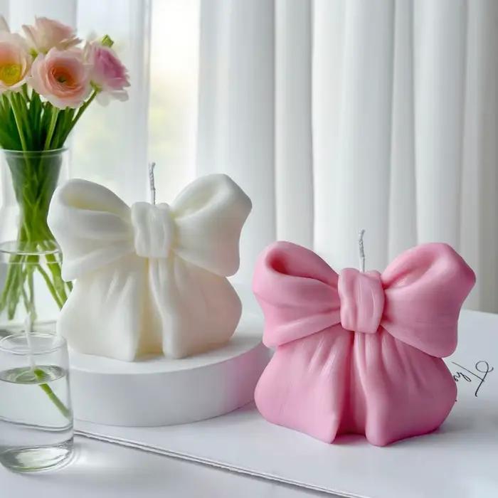 Bougie aromatique tridimensionnelle avec nœud papillon 3D