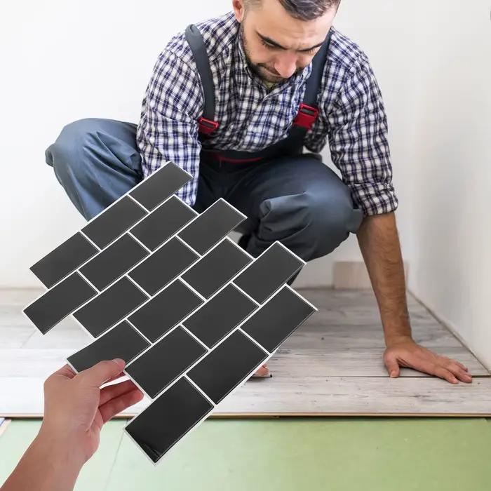 6 pièces de carreaux de crédence autocollants, imperméables et résistants à l'huile, style métro, pour cuisine et salle de bain