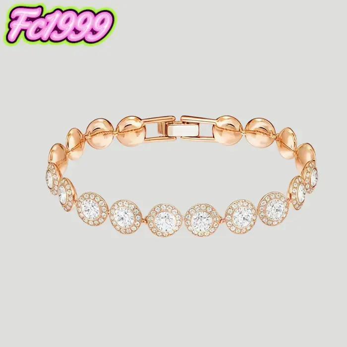 Ensemble de bijoux rond en or rose S925, boucles d'oreilles, bracelet, collier uniques, pour tous les jours, les fêtes et les banquets.
