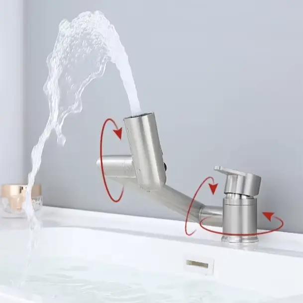 Robinet de lavabo de salle de bain 1080 °   Robinet d'évier de cuisine pivotant multifonctionnel pour eau froide et chaude, robinet à 2 modes