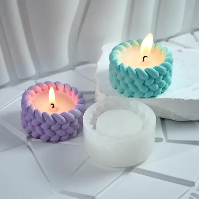 Moule en Silicone pour tasse de bougie en corde de chanvre, Pot de fleur succulente, moules de décoration pour la maison, ciment, gypse, résine, argile, boîte de rangement artisanale