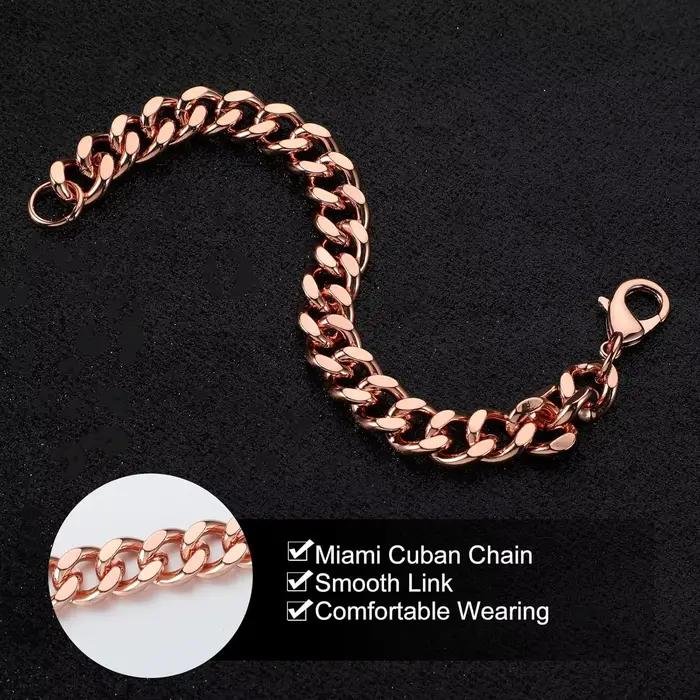 Bracelet en cuivre pour hommes, cadeau de saint valentin, 7.5-9 pouces, lien en cuivre massif, Bracelets purs pour la santé, bijoux cadeaux