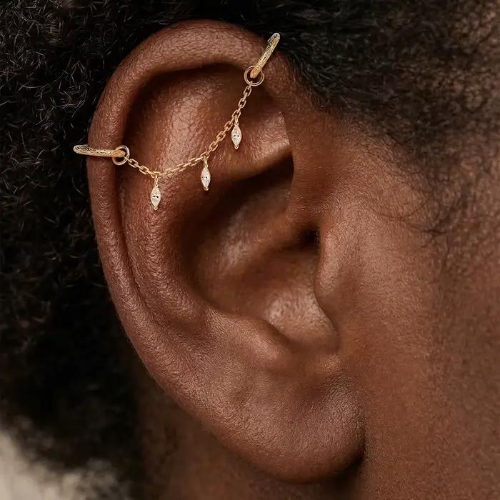 CANNER 1PC 6/8mm 14K Or massif motif floral Anneau de piercing pour cartilage, Hélix, Tragus, Conch, étanche, Bijou cadeau