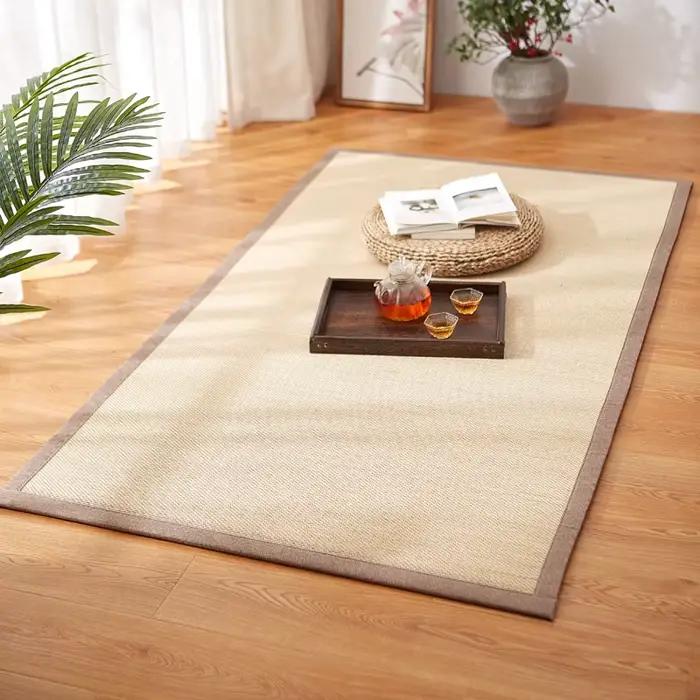 Tapis en bambou japonais Tatami, Design, respirant, pour chambre à coucher, salon, antidérapant, lavable, pour la maison, rectangulaire