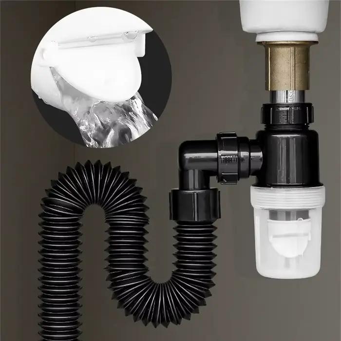 Tuyau de vidange de salle de bain pour évier, canalisations domestiques, égouts, avec siphon anti-odeur et filtre