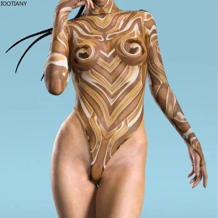 Maillot de bain Sexy en écorce marron pour femmes, combinaison marron Cyberpunk, vêtements de plage, Bikini, fête de carnaval pour adultes, body de jeu de rôle d'halloween