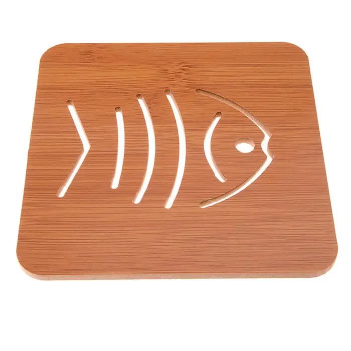 Dessous de pio en Bambou et Bois, Ensemble de Polymères de Dessin Animé Mignon, Multifonction, Isolation Antidérapante, Outil de Tampons Chauds pour Table de Cuisine