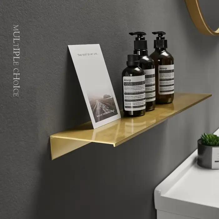 Étagère de rangement de salle de bain, or brossé, noir et blanc, 30-50cm, étagères de salle de bain modernes, étagère murale de cuisine, accessoires pour la maison