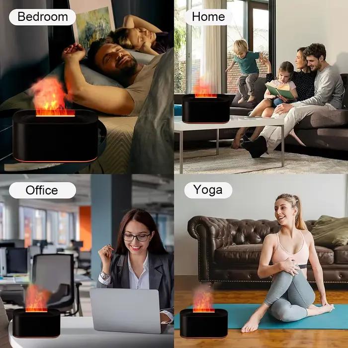 Humidificateur d'arôme d'air USB, humidificateur de flamme de bureau pour la maison, Mini humidificateur d'air, diffuseur d'huile essentielle de parfum avec veilleuse