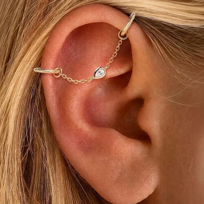 CANNER 1PC 6/8mm 14K Or massif motif floral Anneau de piercing pour cartilage, Hélix, Tragus, Conch, étanche, Bijou cadeau