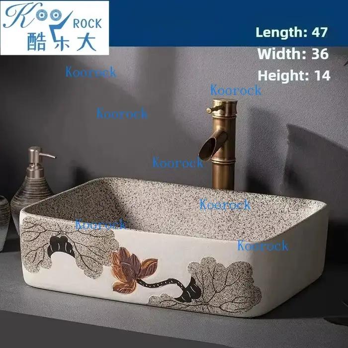 Lavabo 48x36x15cm, lavabo De salle De bains De Style moderne Jing De Zhen pour laver les mains et le visage, Design minimaliste personnalisé