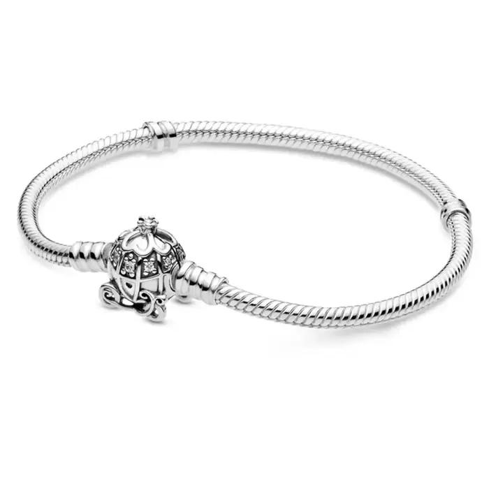 Disney Fashion Series – Bracelet à breloques créatif en argent pur 925%, citrouille, bonhomme de neige, le Roi Lion, pour femmes, bijoux fins originaux à faire soi-même