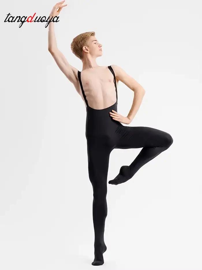 Justaucorps de Ballet pour hommes, body serré pour danser, col rond, gilet serré pour la peau, gymnastique masculine, vêtements de danse
