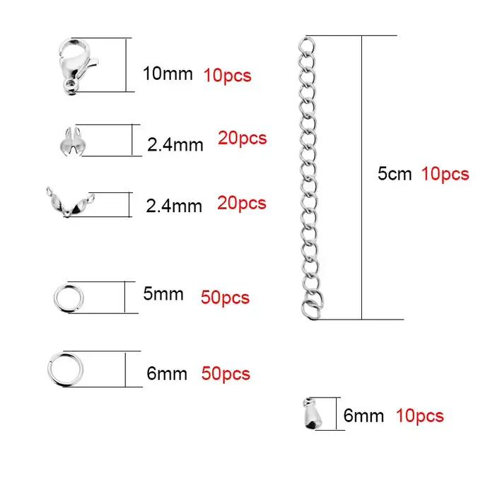 Kit de bijoux en acier inoxydable, fabrication de collier, couleur or, fermoirs à homard, anneaux de saut, boucles d'oreilles, crochets, chaîne d'extension pour Bracelet