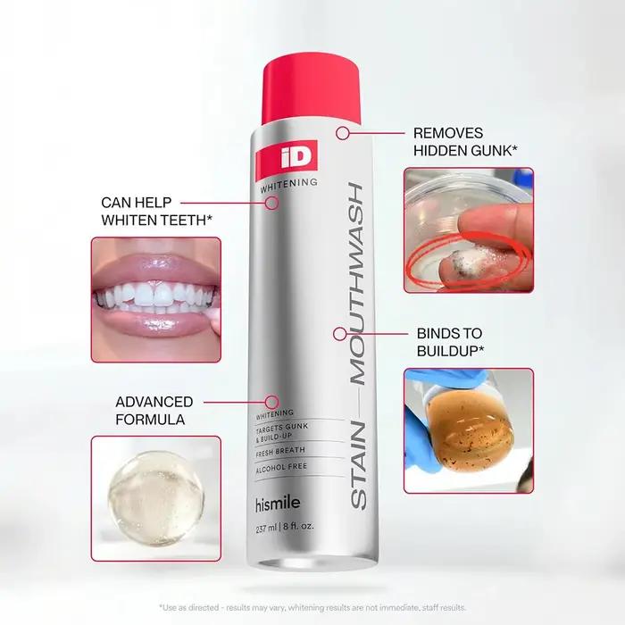 Bain de bouche blanchissant anti-taches 237ml – Haleine fraîche, sans alcool, doux pour l'hygiène buccale quotidienne et les soins bucco-dentaires pour gencives sensibles