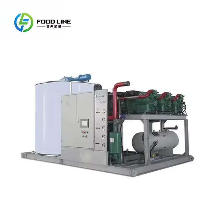Machine à glace en flocons industrielle et commerciale personnalisée de 10 000 kg à 50 000 kg, à économie d'énergie, pour la production de glace cristalline pour la transformation et le stockage à fro