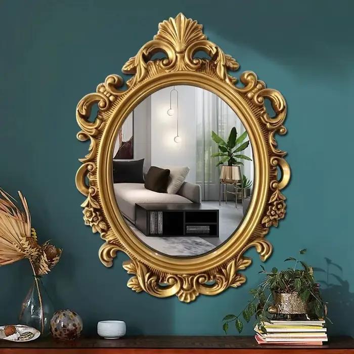 Miroir de maquillage Vintage mural esthétique ovale Design européen miroir salle de bain adolescente fille Adornos Para El Hogar décoration maison