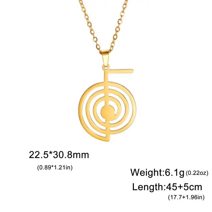 Reiki Cho Ku Rei collier guérison Énergie Yoga force pendentif divin géométrique protection Talisman bijoux en acier