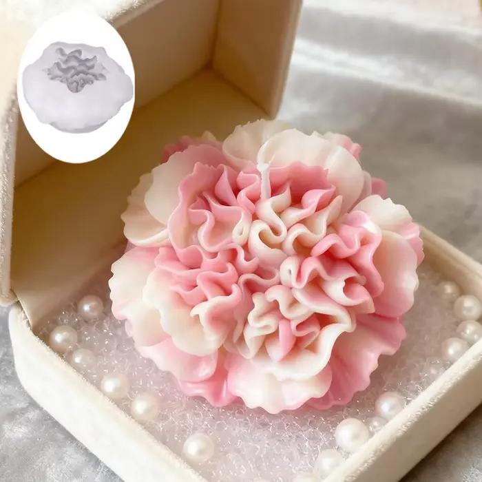 Moule à bougie en forme de carnation avec des pétales 3D incroyablement réalistes