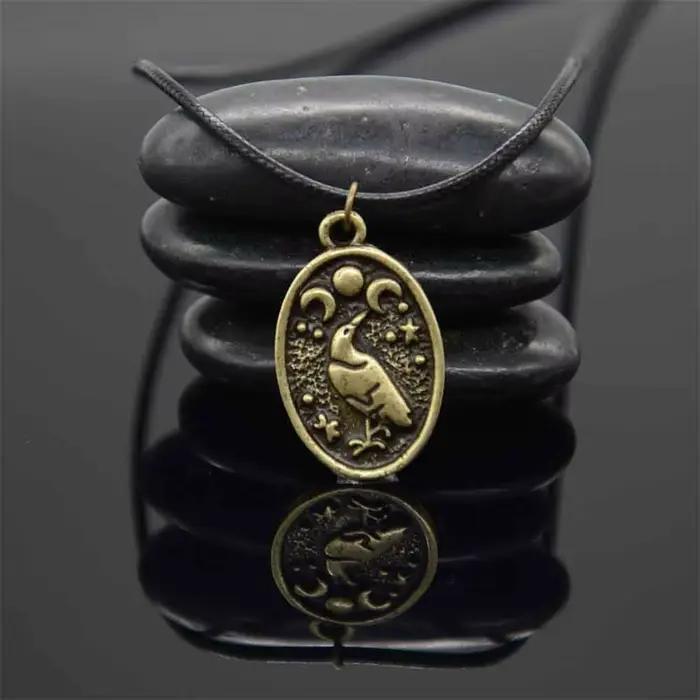 Odin corbeau Triple lune déesse Viking pendentif collier Wicca païen Talisman amulette sorcellerie bijoux saint valentin cadeau