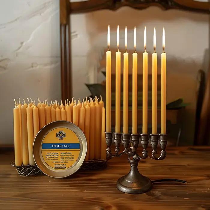 Bougie Hanukkah en cire d'abeille naturelle