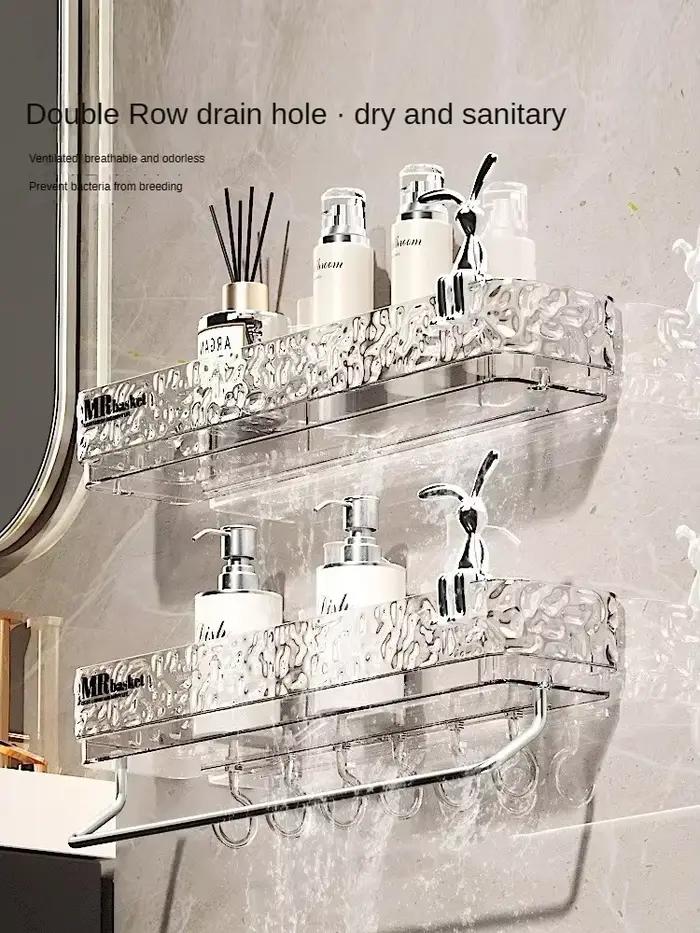 Meuble de rangement innovant pour salle de bain - Étagère murale sans perçage pour toilettes et lavabo