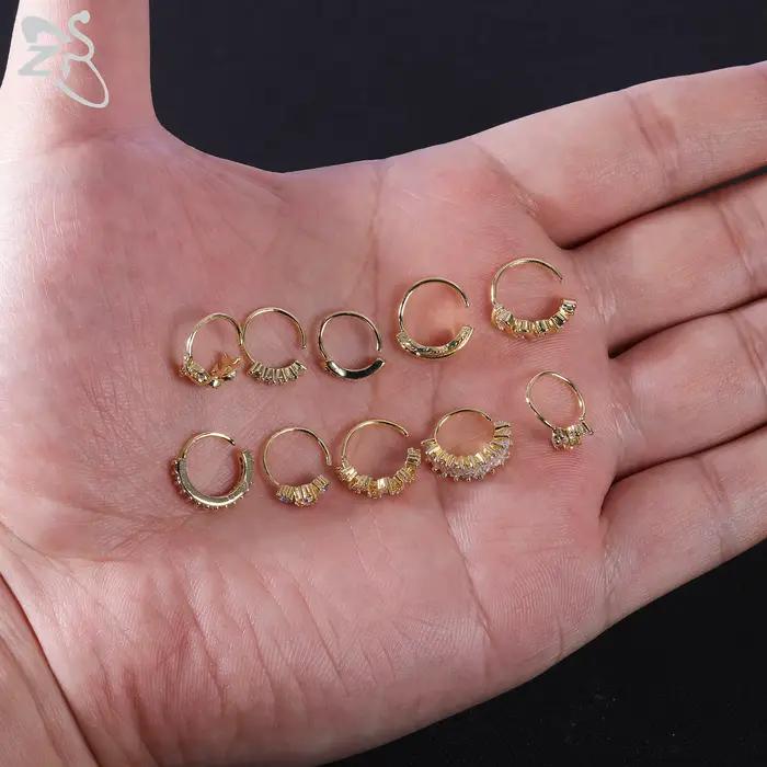 AOEDEJ-Boucle d'Oreille en Clip Blanc CZ de 20g et 8mm, Bijoux de Piercing en Or, pour Document Antarctique, Septum, Cartilage, Helix, Conque, 10 Pièces/Lot