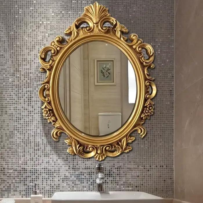Miroir de maquillage Vintage mural esthétique ovale Design européen miroir salle de bain adolescente fille Adornos Para El Hogar décoration maison