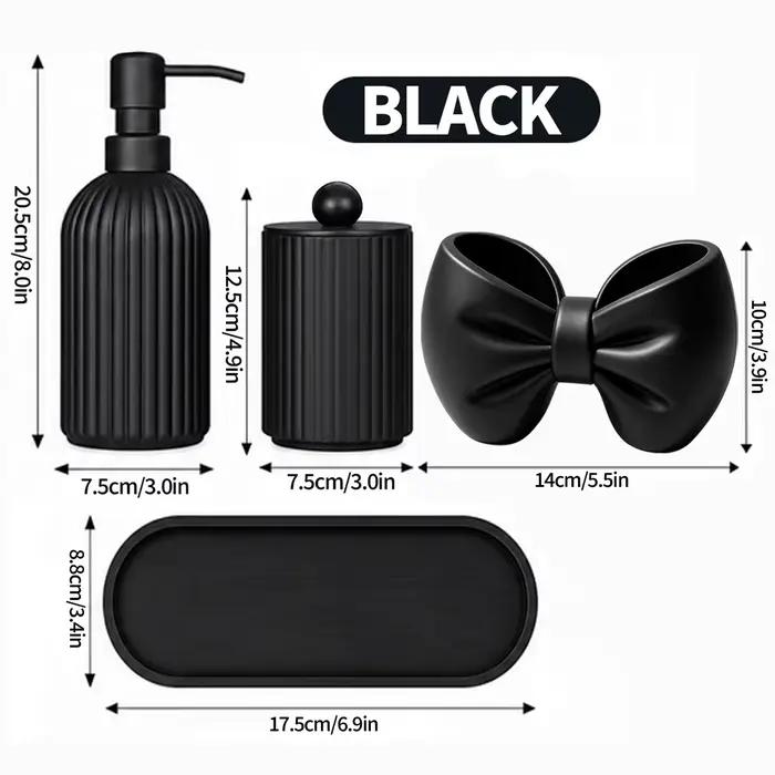 Ensemble d'accessoires de salle de bain mats, kit de toilette haut de gamme avec gobelet porte-brosse à dents, distributeur de savon, pot à coton-tiges et plateau, cadeau idéal pour l'inauguration d'u