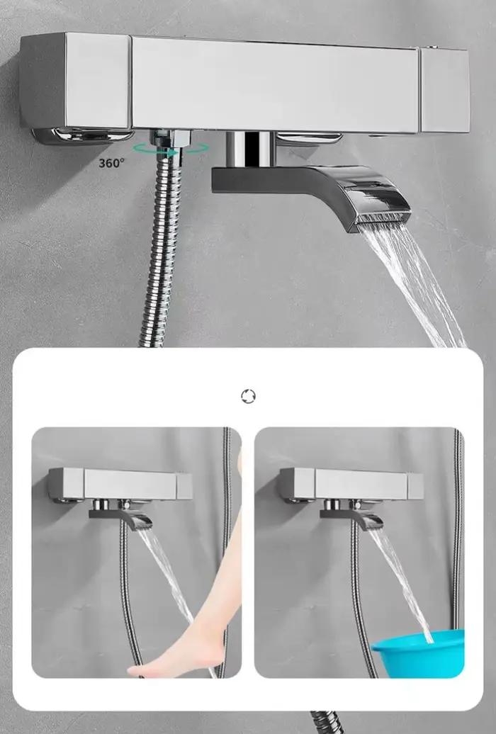 Robinet thermostatique mural pour baignoire et douche, mitigeur thermostatique à température constante pour eau chaude et froide