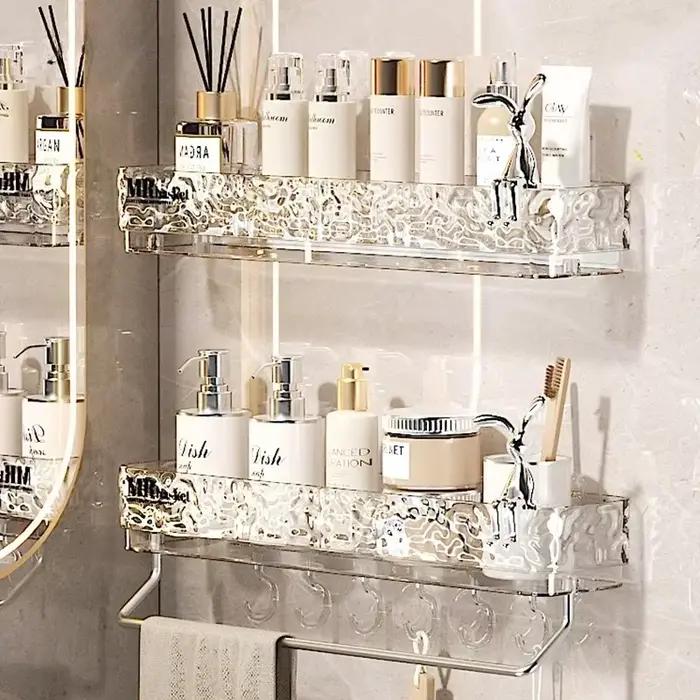 Meuble de rangement innovant pour salle de bain - Étagère murale sans perçage pour toilettes et lavabo