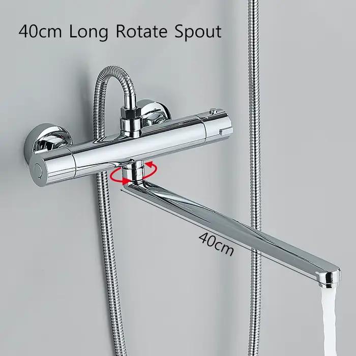Robinets de douche thermostatiques à bec rotatif, Robinets de baignoire, Grue en laiton murale