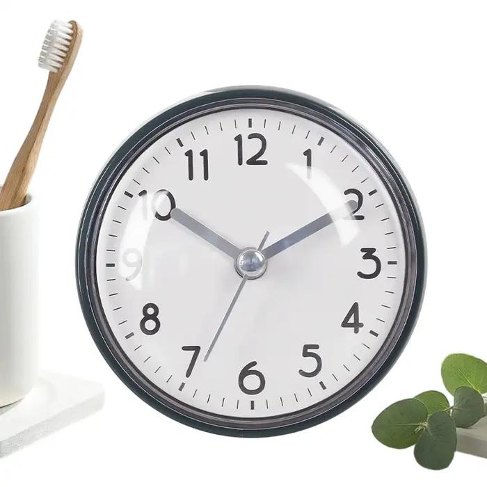 Horloge de salle de bain étanche à ventouse, facile à lire, avec alarme, 3 pouces, fonctionne à piles, petite horloge de salle de bain pour la maison, le bureau, la chambre