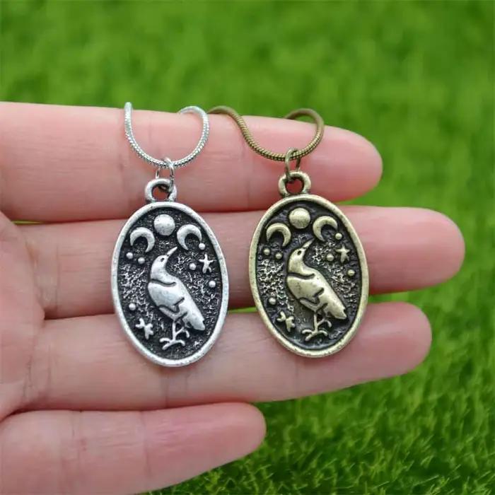 Odin corbeau Triple lune déesse Viking pendentif collier Wicca païen Talisman amulette sorcellerie bijoux saint valentin cadeau