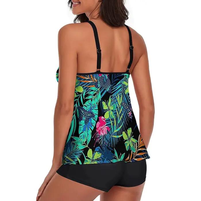 Maillot de bain Tankini fluide pour femmes, ensemble deux pièces, push up, rembourré, TUNIControl, précieux, Y-With BoyGoals