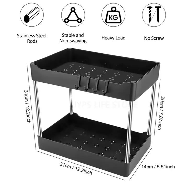 Organisateur sous évier à 2 niveaux, organisateur de cuisine, armoire de rangement, support polyvalent sous évier, rangement pour salle de bain et cuisine
