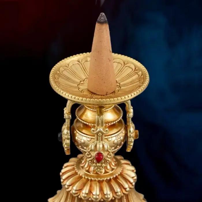 Tasse de bougie bouddhiste multifonctionnelle, chandelier en laiton, support de lampe artisanale tantrique, article religieux tibétain, autels décoratifs