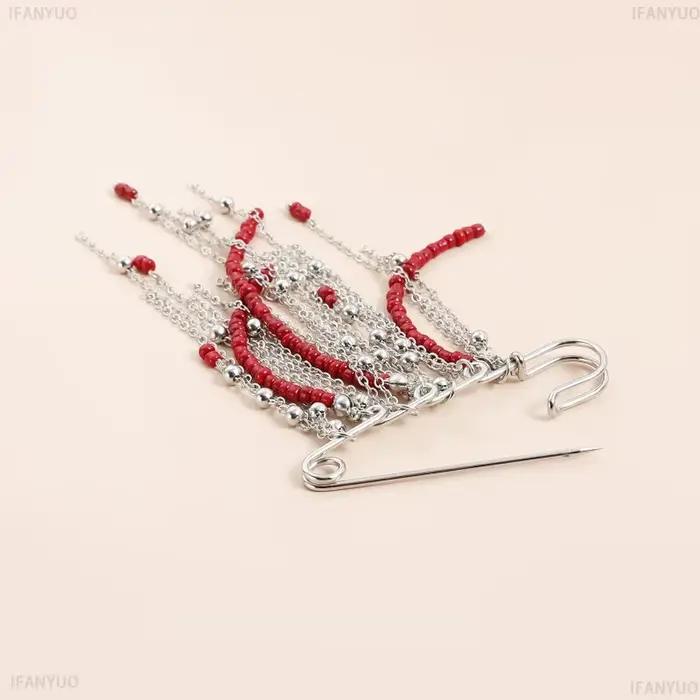 Broche à pampilles en forme de cœur avec chaîne métallique exagérée pour la Saint-Valentin, pour femme et homme, bijoux rock, épingles pour pantalon