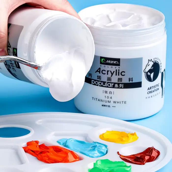 Peinture acrylique blanche en bouteille de 300/500ml, imperméable, résistante au soleil, ne se décolore pas, peinture murale dessinée à la main, bricolage, Pigment d'art de dioxyde de titane