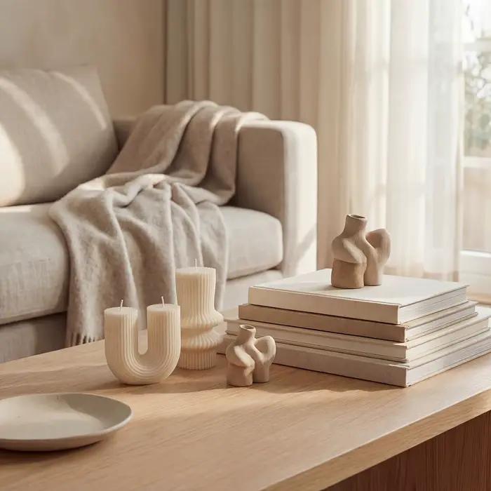2 bougies piliers sculpturales minimalistes